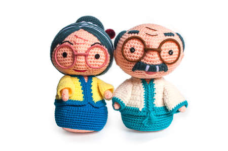 Handmade crochet Grandparents doll.の写真素材