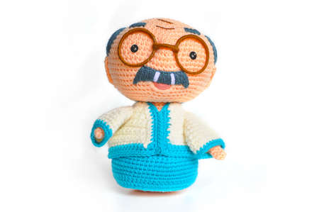 Handmade crochet Grandfather doll.の写真素材