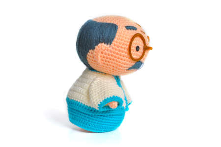 Handmade crochet Grandfather doll.の写真素材