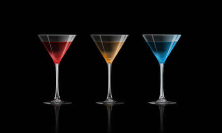 Cocktail isolated on black background, vector illustration.のイラスト素材