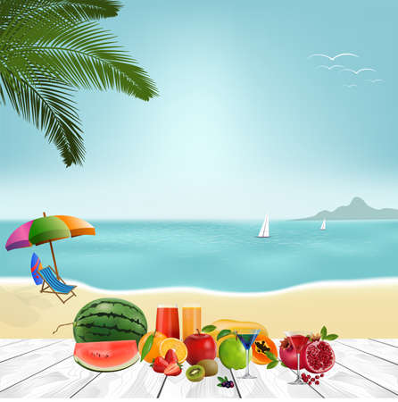 Hello Summer logo, Summer time, enjoy your holiday, vector illustration.のイラスト素材