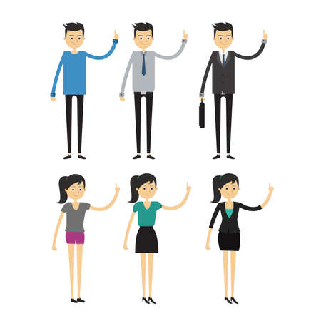 Group of business men and women, working people on white background. Flat design people characters.のイラスト素材