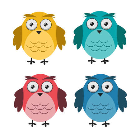 Cute owls set, vector illustration.のイラスト素材