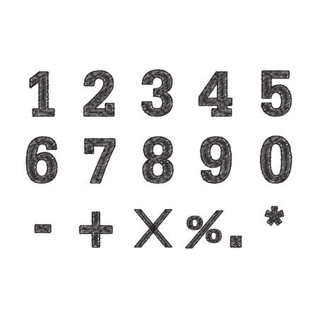 Vector illustration of alphabet chalk sketched characters on a whiteboard background.のイラスト素材