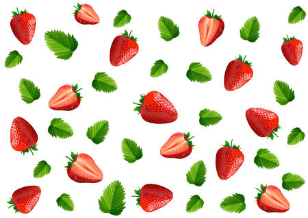Strawberry seamless pattern isolated on white background, vector and illustration.のイラスト素材