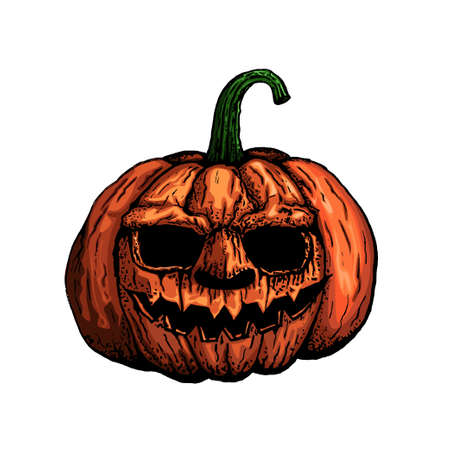 Pumpkin head, Halloween holiday symbol isolated on white background. Halloween   clip art. vector and illustration.のイラスト素材