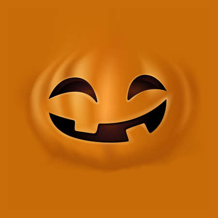 Pumpkin face, Halloween holiday symbol on yellow background. Halloween logo. vector and illustration.のイラスト素材