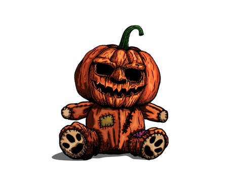 Pumpkin doll for Halloween day isolated on white background, vector and illustration.のイラスト素材