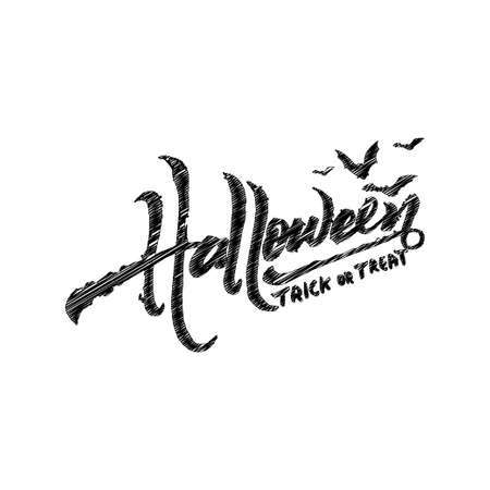 Halloween trick or treat text art isolated on white background, vector and illustration.のイラスト素材