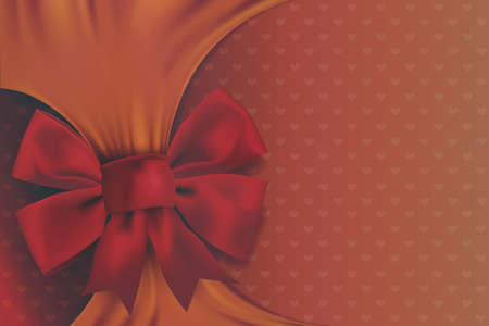 Greeting card vintage with Red bow on yellow space for text and message design background. vector and illustration.のイラスト素材