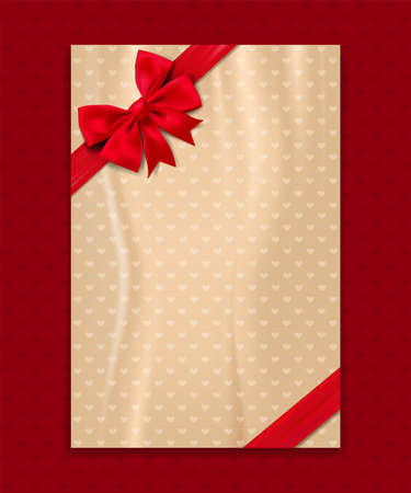 Greeting background with red bow and space for text. Vector illustrationのイラスト素材