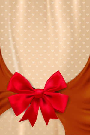 Greeting background with red bow and space for text. Vector illustrationのイラスト素材