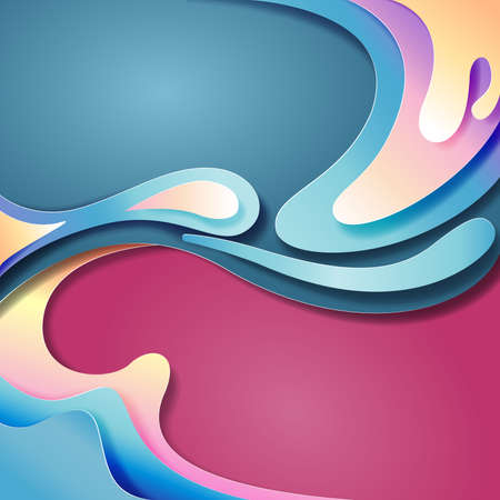 Colorful abstract background with paper cut shapes, vector illustration.のイラスト素材