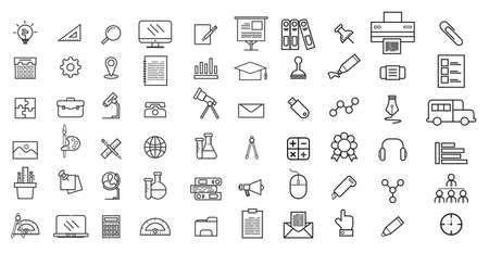 Set of vector line icons for education, Collection modern  and pictogram.のイラスト素材