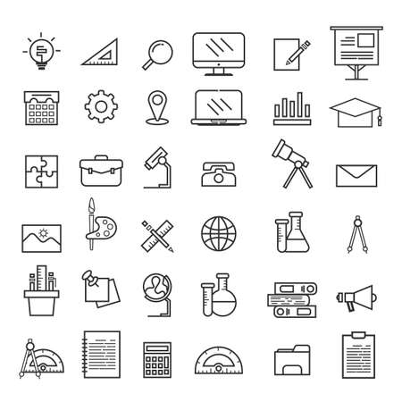 Set of vector line icons for education, Collection modern  and pictogram.のイラスト素材