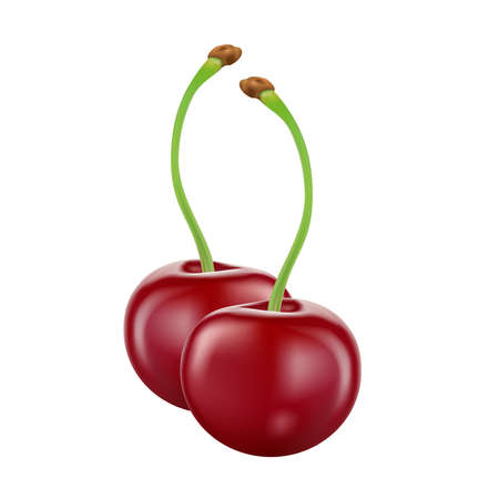 Cherry isolated on white background, vector illustration.のイラスト素材