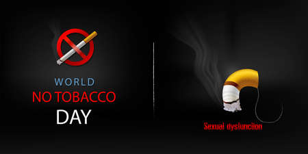 Poster or banner for world no tobacco day. tobacco is sexual dysfunction, vector illustration.のイラスト素材