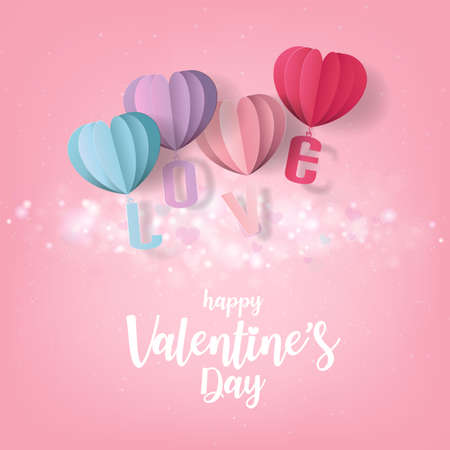 Valentine's Hearts Abstract Pink Background. Valentines Day Wallpaper. Heart Holiday Backdrop, Vector illustration.のイラスト素材