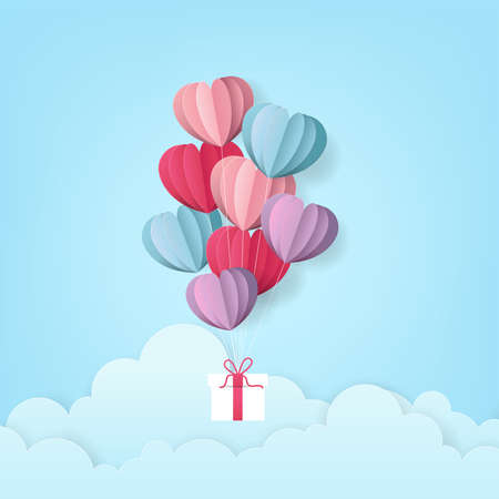 Valentine's Hearts Abstract on Blue Background. Valentines Day Wallpaper. Heart Holiday Backdrop, Vector illustration.のイラスト素材