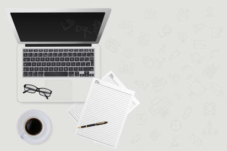 Education technology concept with communication technology icon into computer laptop. vector illustration.のイラスト素材