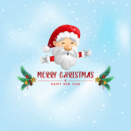 Funny Christmas Greeting Card, With Santa Claus, vector illustration.のイラスト素材