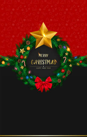 Invitation card design for merry christmas and happy new year, copy space, vector and illustration.の写真素材