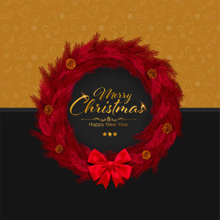 Invitation card design for merry christmas and happy new year, copy space, vector and illustration.の写真素材