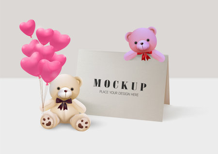 Happy Valentines Day. Greeting card with realistic of Mock up design for print cards, banner, poster.のイラスト素材