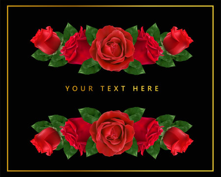 Happy Valentines Day. Greeting card with realistic of red rose, Typography design for print cards, banner, poster.の写真素材