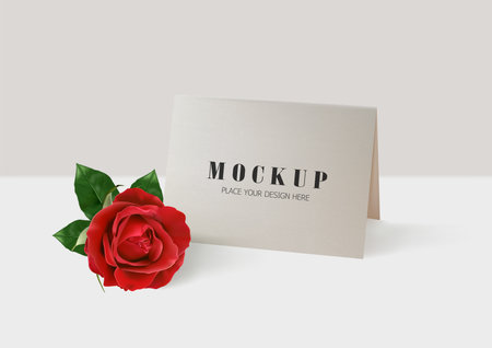 Happy Valentines Day. Greeting card with realistic of red rose, Typography design for print cards, banner, poster.の写真素材