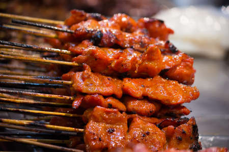 Roasting pork skewersの写真素材