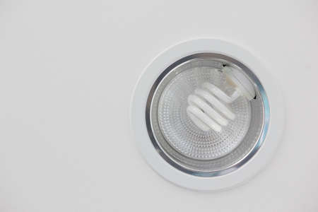 Ceiling light bulb in white backgroundの写真素材
