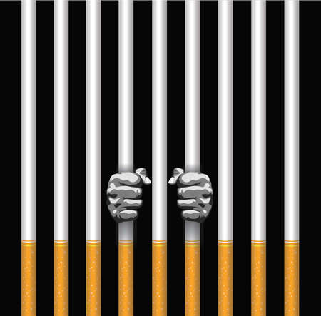 World No Tobacco Day, man in a cigarette cageのイラスト素材