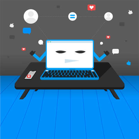 Social Media Around Use Laptop