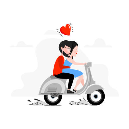 Couple on RIdeのイラスト素材