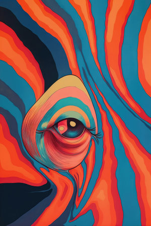 Psychedelic Artwork of an Open Eye. Generative AIの素材