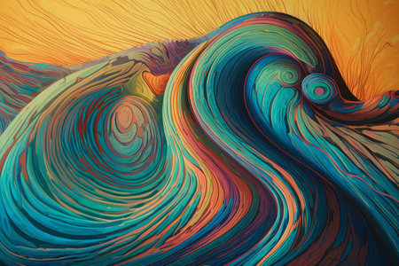 Psychedelic Design Art Colorful Background. Generative AIの素材