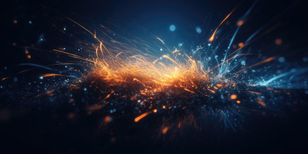 Blue futuristic technology background with organic motion. Generative AIの素材