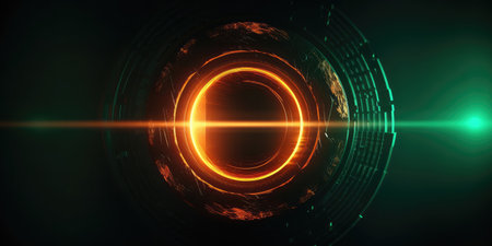 Circle shape in futuristic technology background with organic motion. Generative AIの素材
