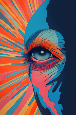 Psychedelic Artwork of an Open Eye. Generative AIの素材