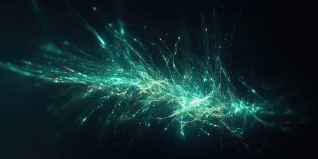 Green futuristic technology background with organic motion. Generative AIの素材