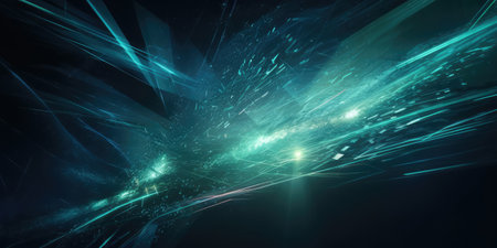 Green futuristic technology background with organic motion. Generative AIの素材