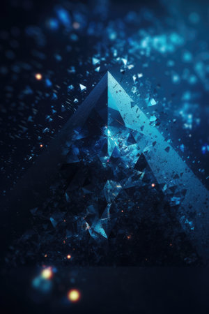Blue futuristic technology background with triangular shapes. Generative AIの素材