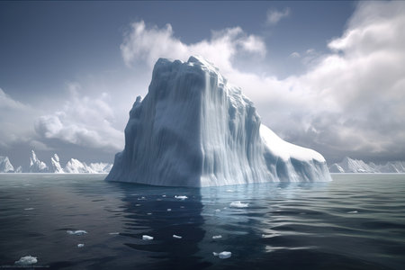 Iceberg in the middle of the sea. Climate change concept. Generative AIの素材