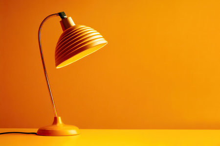 Side view of a vintage lamp on a yellow background. Generative AIの素材