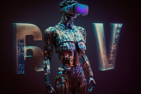 Humanoid in metaverse using VR Glasses. Generative AIの素材