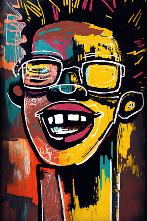 African ethnic illustration of woman made with colorful brush strokes. Generative AIの素材