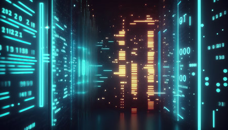 Background of binary code symbols showing programming codes. Generative AIの素材
