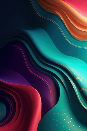 Abstract colorful Metallic Wavy Background. Generative AIの素材