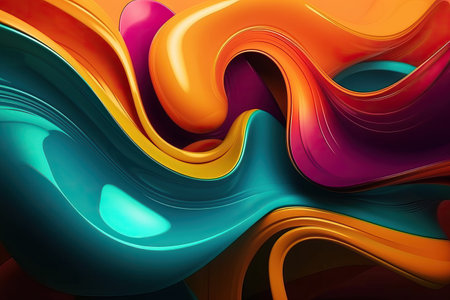 Abstract colorful Metallic Wavy Background. Generative AIの素材